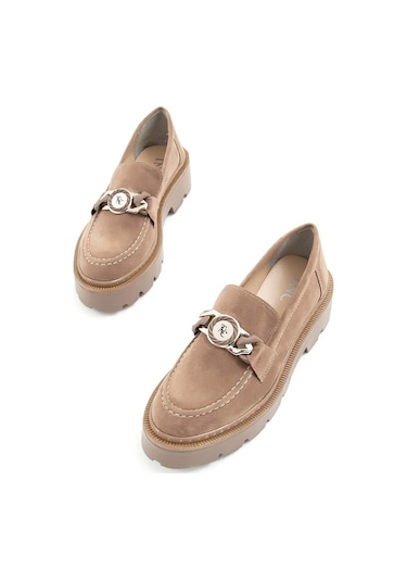 Tamer Tanca Kadın Vegan Vizon Loafer Ayakkabı 817 0890 Bn Ayk Sk22/23 Vızon Suet Vizon