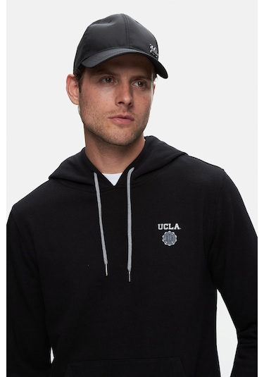 Ucla Nevada Siyah Kapüşonlu Baskılı Standard Fit Erkek Sweatshirt Siyah