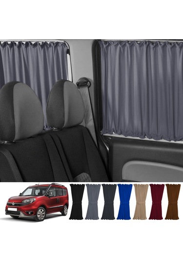 Pandami Fiat Doblo Iı Kısa Şase 2010-2023 Uyumlu Gri Raylı Oto Perde Takımı