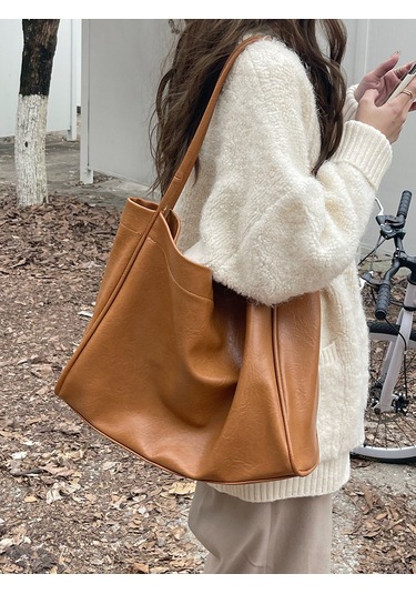 Teltree 2023 Yeni Model Meilade Kadın Çanta - Büyük Kapasite, Yumuşak Deri, Magnetik Kapatma Ve İç Çantalı Siyah Tote Çanta