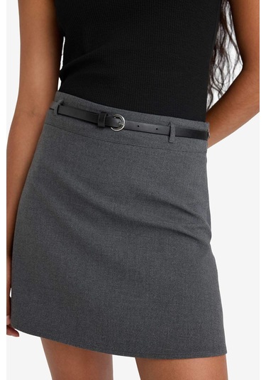 Defacto A Kesim Normal Bel Mini Etek G0470ax25augr450 Gri
