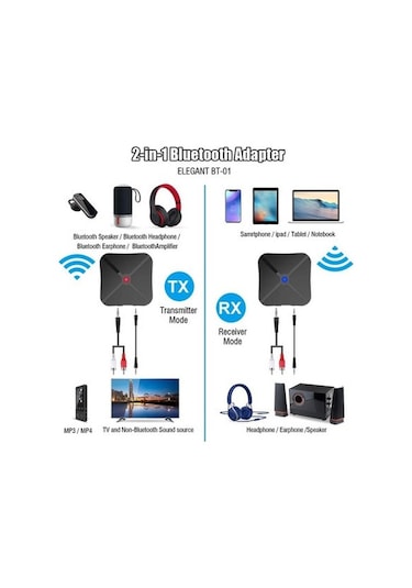 Ximistore9 Bluetooth 5.0 Çift Yönlü Adaptör: Tv, Araba Hoparlörü, Telefon Ve Bilgisayar Ses Entegresi - Alıcı-verici 2-in-1