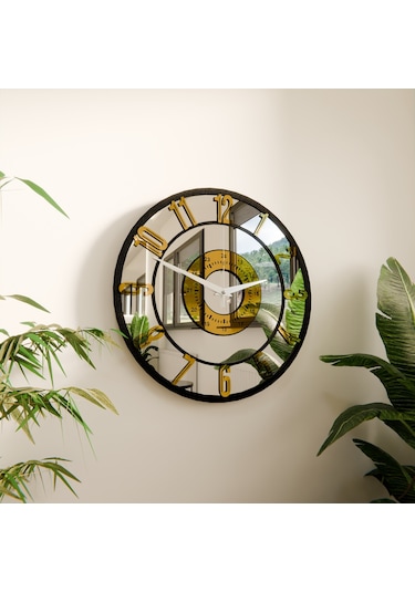 Dekoratif Lüks Aynalı Pleksi Duvar Saati Gümüş
