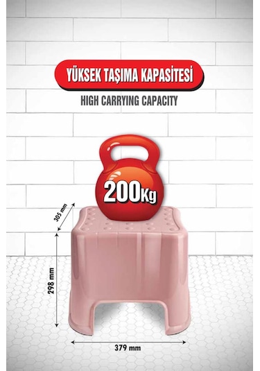 Flora Herkül Banyo Taburesi, Kaydırmaz Kauçuk Tabanlı 200 Kg Taşıma Kapasiteli Lüks Tabure Beyaz