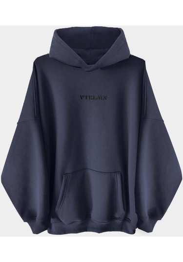 Antrasit Kalın İçi Polarlı Oversize Kapüşonlu Hoodie Sweatshirt Antrasit