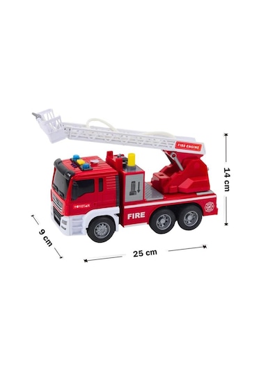 Sesli Işıklı Pilli Merdivenli Full Fonksiyon Su Püskürtme Oyuncak Eğitici İtfaiye Arabası