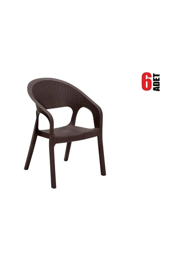 6 Adet Garden Kahve Sandalye Balkon Bahçe Teras Kahve