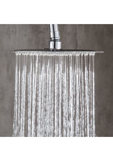 Fause Tepe Duş Başlığı Kare Slim 304 Metal 20 X 20 Cm Ktd101 Krom