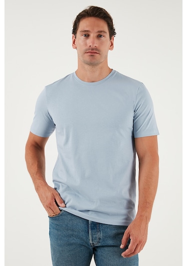 Buratti Pamuklu Regular Fit Bisiklet Yaka Erkek T Shirt 59020204 Açık Mavi