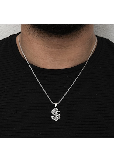 Yüzük Sanatı Dolar Simgesi Gümüş Erkek Kolye