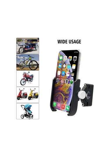 Motosiklet Alüminyum Alaşımlı Basınçlı Döküm Cep Telefonu Tutucu Braketi, Gidon Versiyonu Siyah Siyah