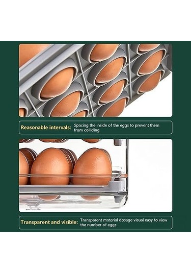 Gajeena 32'lik Plastik Yumurta Saklama Kabı, Soğuk Tutma, Kırılmaz, Mutfak Ve Buzdolabı İçin, Koyu Gri, 23.5x21.5x13.5 Cm Diğer