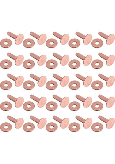 25 Bakır Perçin Burr Rondelası Seti, 15/32" Uzun Deri Bakır