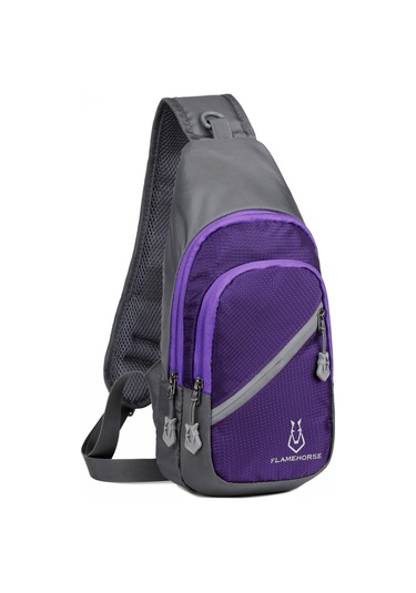 Tenfowee Hafif Ve Su Geçirmez Nylon Sırt Çantası, Kulaklık Delikli, Erkek Ve Kadınlar İçin Şık Ve Pratik Mor