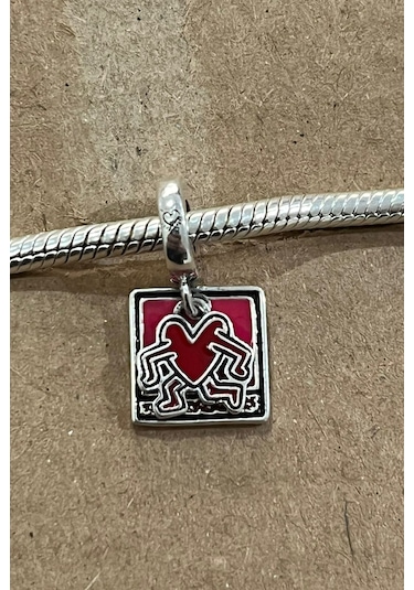 Fubena Kare Figür Sallantılı Charm Gümüş