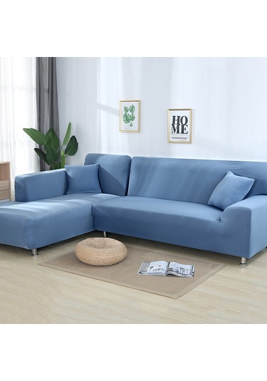 Mufunye Evde Konfor Ve Şıklık İçin Esnek L Şekilli Koltuk Kılıfı - 90-140cm, Dayanıklı, 4 Mevsim Kullanım, Gri Mavi DiğER