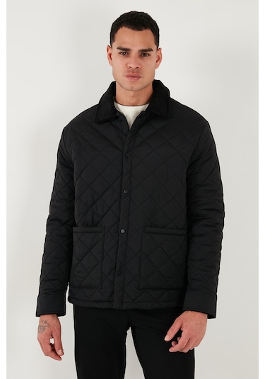 Buratti Kapitoneli Regular Fit Kadife Detaylı Erkek Mont 497Leroy Siyah