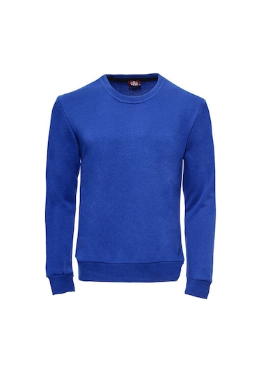 Wessi Koyu Mavi Desensiz Bisiklet Yaka Sweatshirt Koyu Mavi
