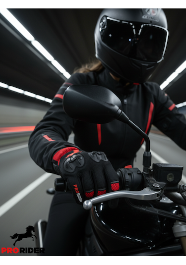 Yüksek Korumalı Kadın Motosiklet Eldiveni Kırmızı Avuç İçi Slider Korumalı