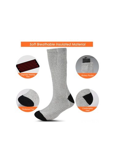 Isıtmalı Çoraplar Elektrikli Isıtma Çorapları Pil İle Çalışan Sıcak Çoraplar Şarj Edilebilir Kış Sıcak Çoraplar Gri