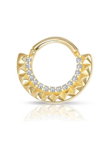 Sıra Taşlı Modelli Altın Helix Piercing