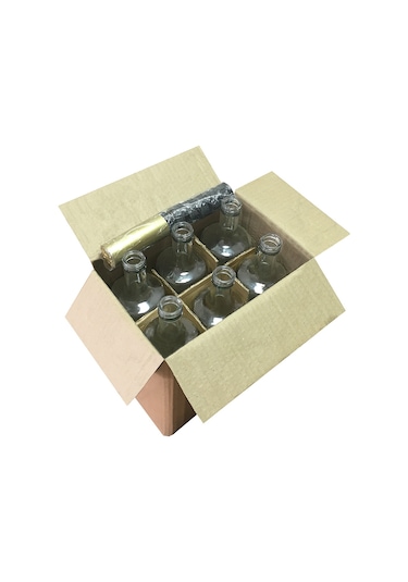 Afracam Piramit Şeffaf 1000 ml Cam Şişe Kapak Kapüşon 6 Adet