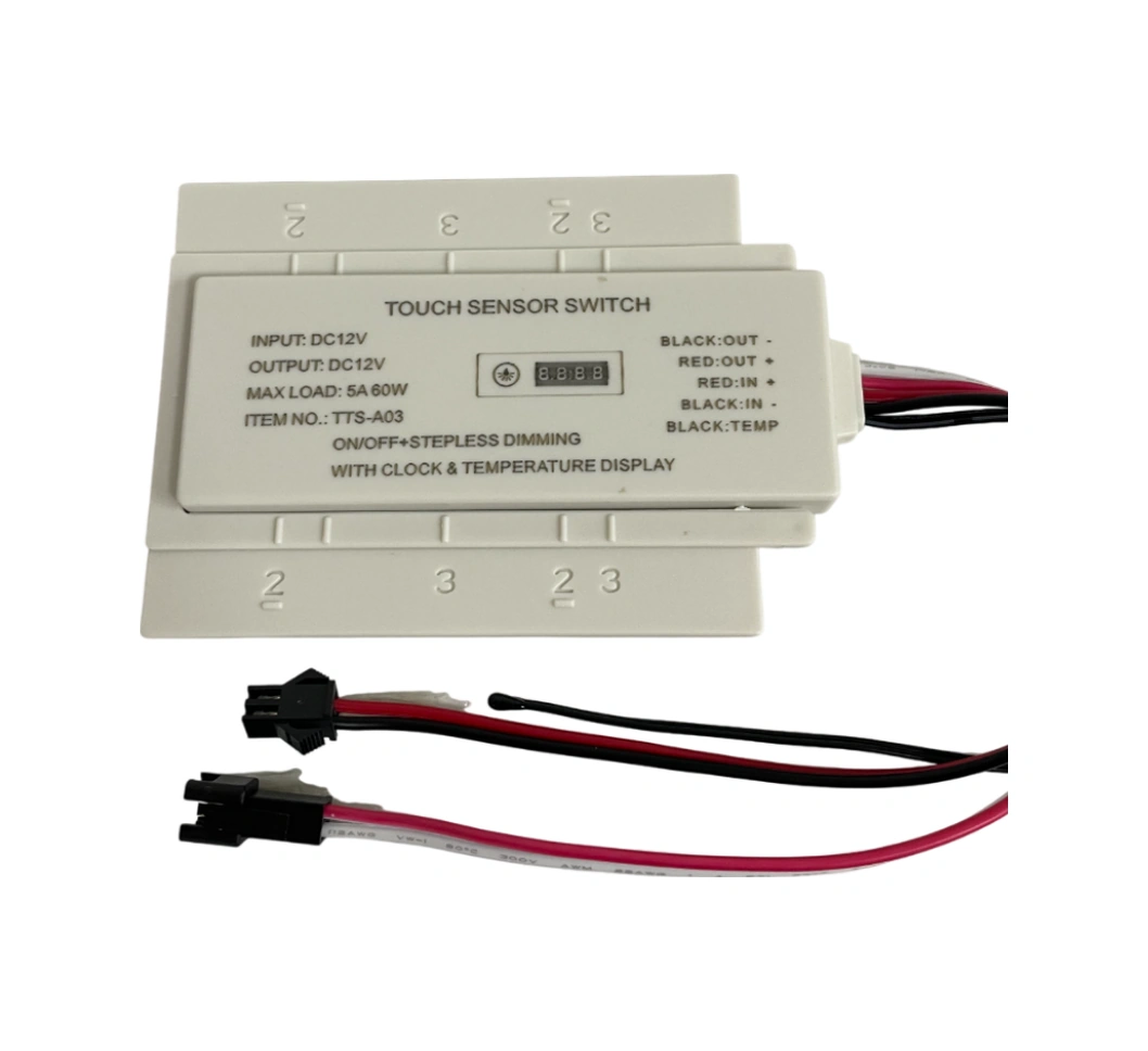 12 Volt Dokunmatik Touch Ayna Arkası Sensör Saat Termometre Beyaz