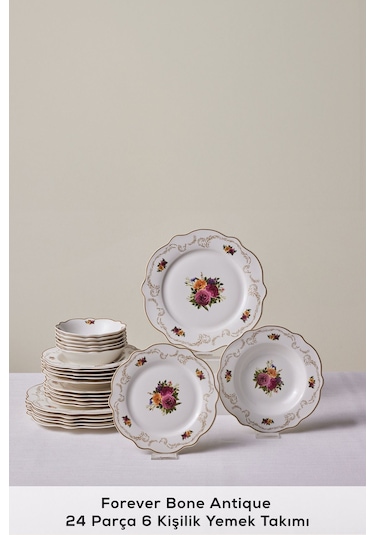 Karaca  Forever Bone Antique 24 Parça 6 Kişilik Yemek Takımı