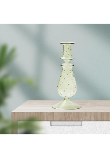 Suntek Cam Mumluk Standı Şamdan Dekor Yemek Noel 9x20.5cm Yeşil