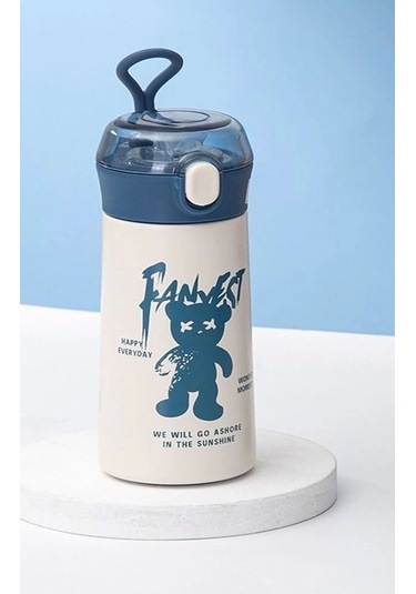 Paslanmaz Çelik Termos Su Şişesi 350ml Pipetli Krem İthal Ürün Çok Renkli