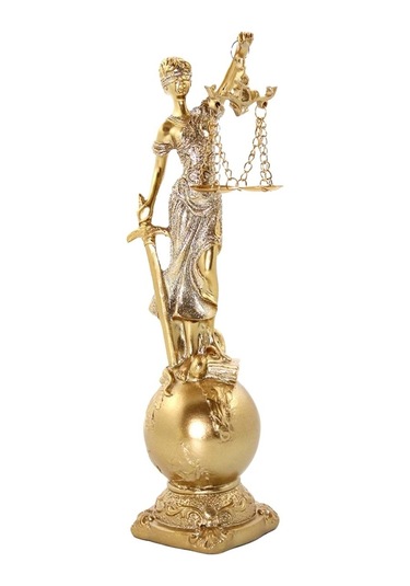 Themis Adalet Terazisi Heykeli Ve Dünya Biblo Gold 24cm