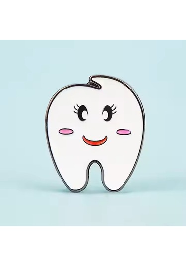 Eğlencili Diş Desenli Medikal Broş P0683 Çok Renkli