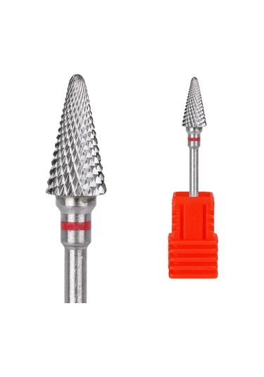 Manikür Çıkarma Çelik Törpü Ucu Mızrak Koni Kırmızı 003