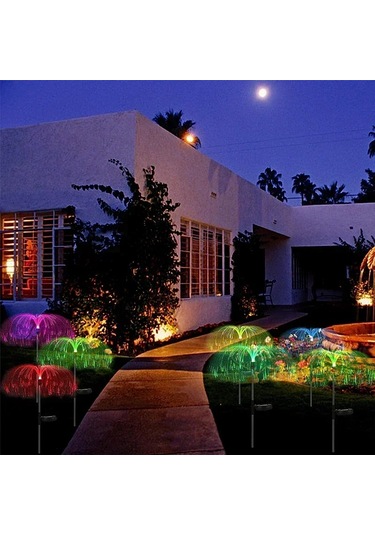 Super-cheese Güneş Enerjili Fiber Optik Denizanası Bahçe Işıkları - Su Geçirmez Çim Ve Veranda Dekor 0-5w Cnmavi Mavi