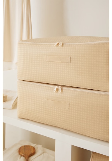 Home Wave 4'lü Orta Boy Bej Pötikare Hurç Set 52 x 28 x 21 cm