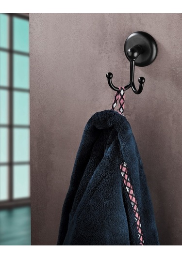 Yapışkanlı Bornoz Havlu Askılğı Çatallı Askılık Siyah S-112