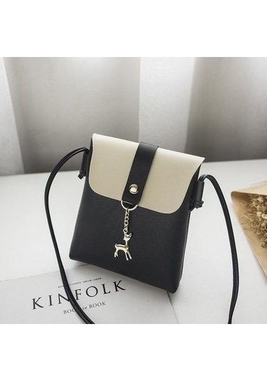 Tongxida Üste Siyah Sınır Ötesi Omuz Geyik Eğik Kadın Çantası, Küçük Binilebilir Le Siyah Siyah