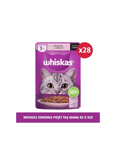 Whiskas Pouch Sos İçinde Somonlu Yetişkin Kedi Konservesi 28 x 85 G