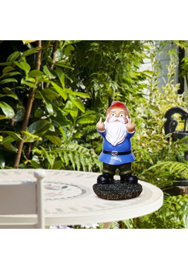 Reçine Bahçe Cüceleri, Dış Mekan Cüceleri, Çift Orta Parmaklar, 5,5 İnç 13,97 Cm , Veranda Dekorasyonları, Eve Taşınma Hediyesi Mavi