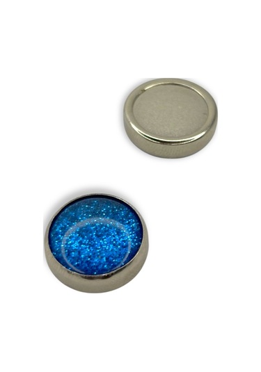 Eşarp Ve Şal Mıknatısı Simli Mavi - Başörtü Tutucu Kadın Tesettür Aksesuar Mıknatıs Mavi