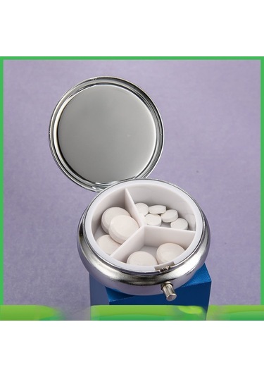 Likeable Küçük Mühürlü, Neme Dayanıklı Ilk Yardım Saklama Şişesi, Iki Ve Üç Bölmeli Küçük Saklama Kutusu. Metal Hap Kutusu - Üç Bölmeli Yuvarlak İkili Paket