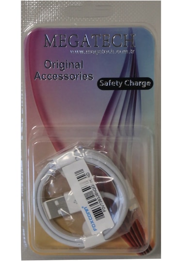 Megatech iPhone Uyumlu 5 Şarj Kablosuz Foxconn Data Kablosu 1Mt
