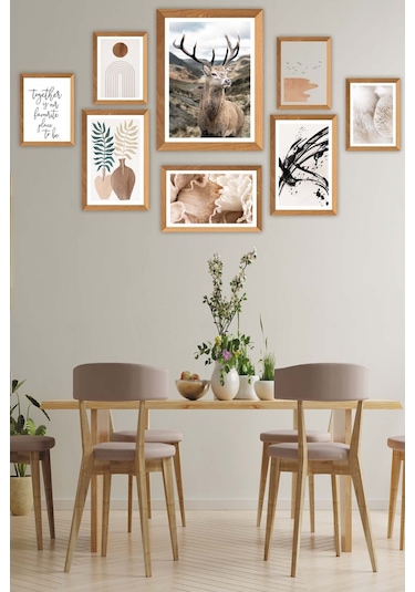 No77decor Sanatsal Bohem Yazı Ve Geyik Temalı Tablo Seti