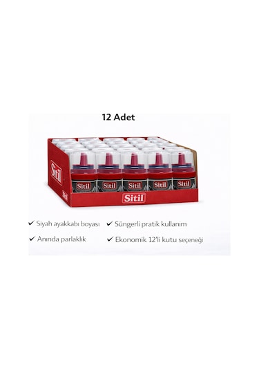 Sitil Classic Ayakkabı Boyası Siyah Parlatıcı Süngerli 12 Adet