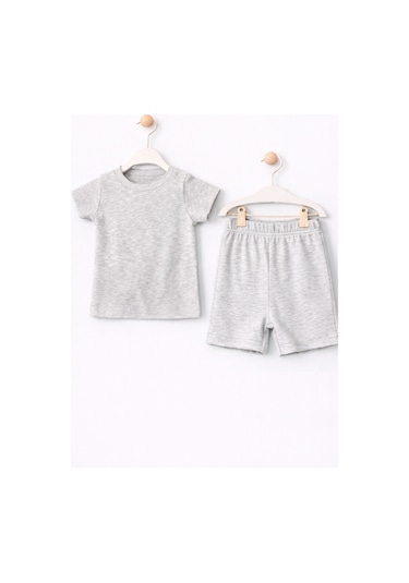 For My Baby Basic Bebek Şortlu Takım Gri