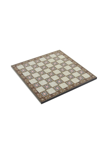 Metal Klasik Satranç Takımı Antik Ve Sedef Desenli Mdf Ahşap Sat