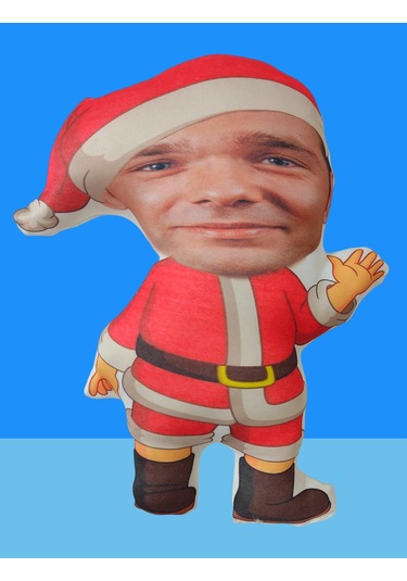 Kişiye Özel Noel Baba Yılbaşı Tasarımlı Şekilli Yastık Çok Renkli