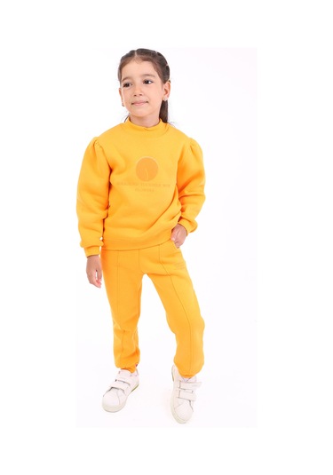 Toontoy Kız Çocuk Baskılı Eşofman Takım Turuncu