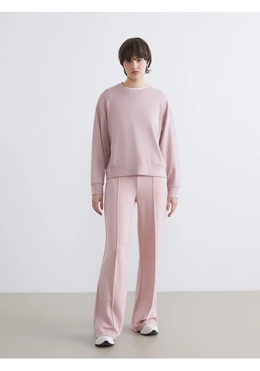Lc Waikiki Pembe Bisiklet Yaka Soft Touch Kadın Sweatshirt