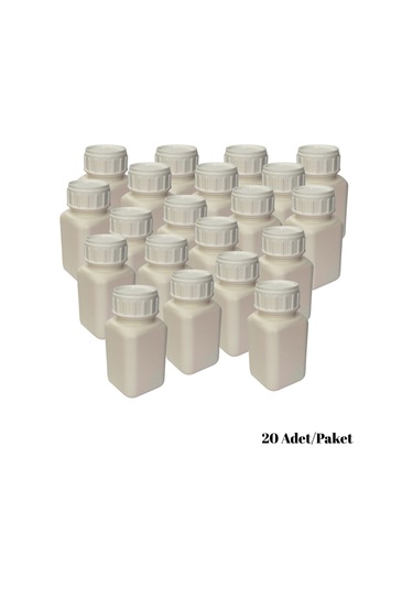 Labbakkal Numune Şişe 100 Ml Kare Beyaz Plastik 20 Adet Yüksek Kalite Hdpe